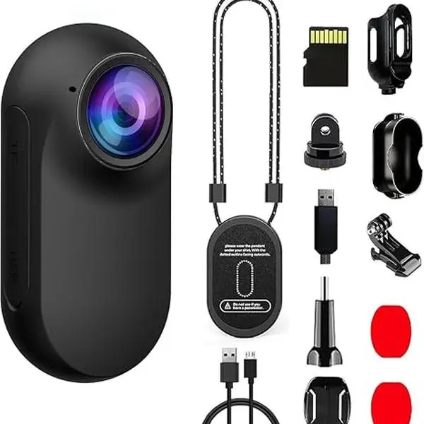 Mini Body Camera with Memory Card, POV Camera with Magnetic Pendant, Wearable Body Cameras with Audio and Video Recording, Action Camera for Sports, Hiking, Fishing, Vlogging