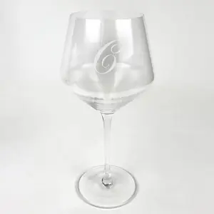 Personalized Red Wine Glass With Initial Pattern C