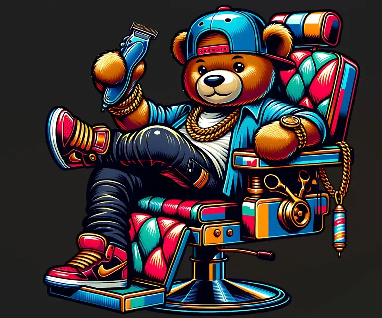 Street Style Bear DTF Heat Transfer Graphics - Funny Full-Color Print, Customizable, Multi-Size for Cotton Clothing, Tees, Hats - DIY Specialty Supply for Kids, Customization