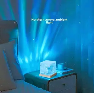 LED Northern Lights Water Ripple Light Crystal Design 16RGB Night Lights with Smart Remote Control USB-Powered for Bedroom Home Decoration
