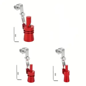 3Pcs Universal S-M-L Aluminum Alloy Exhaust Whistle Pipe Kit, Anti-Fall Bracket Equipped Exhaust Tip Replacement, Car Exterior Decoration Accessory for Noise Boost & Styling, Ideal Father’s Day/Birthday Gift