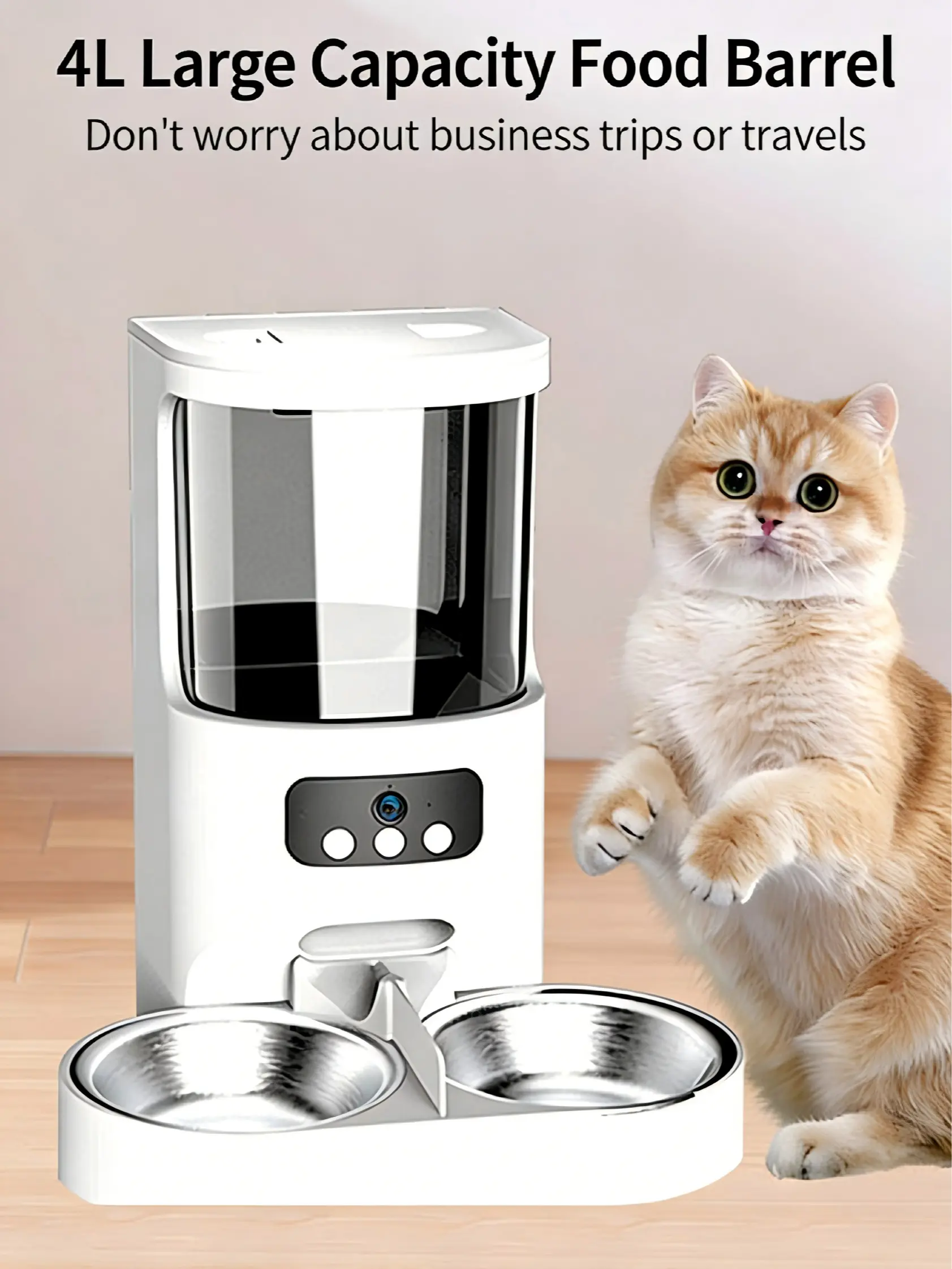 automatic feeder Pet automatic feeder, automatic feeding, intelligent feeder WiFi enabled, video supported, 4.0L gallon automatic feeder Pet automatic feeder, automatic feeding, intelligent feeder WiFi enabled, video supported, 4.0L gallon