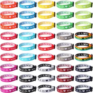 15/30/45Pack WWJD Bracelets for Men Women, Adjustable Religious Wristband Bulk, What Would  Do Woven Bracelet Christian Gifts for Church Events, Harvest Festivals