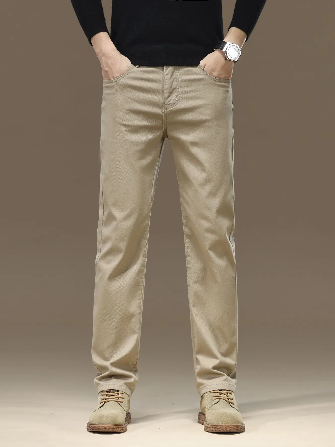 New Arrival All-Season Casual Pants for Men, Autumn Style with Fashionable Minimalist & Versatile Design, High-Quality Comfortable Slim Straight-Leg Trousers, Ideal for Business Casual, Office Commute & Urban Style Beige Camel