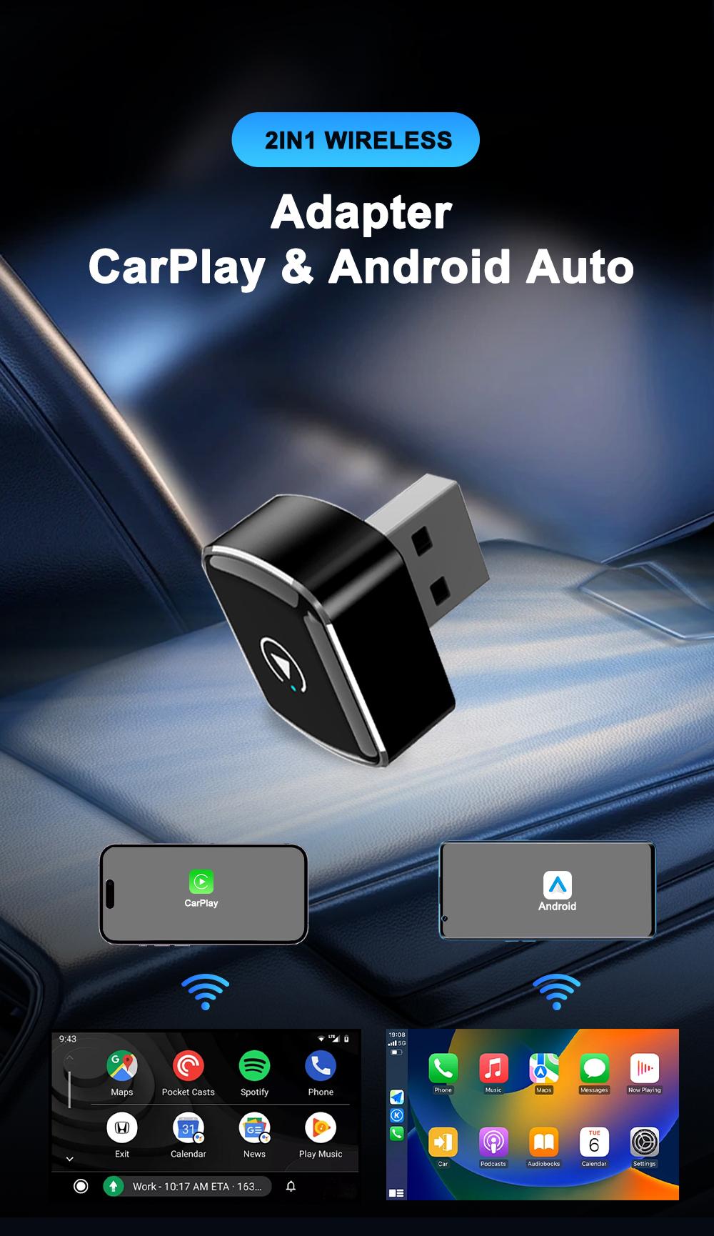 Wireless CarPlay Adapter 2026 Upgrade Mini Design CarPlay dongle/adapter Dual Band 5.8G/2.4G Wifi Bluetooth 5.4, Convert Wired CarPGift lay to Wireless, Support Android Auto Plug and Play gift