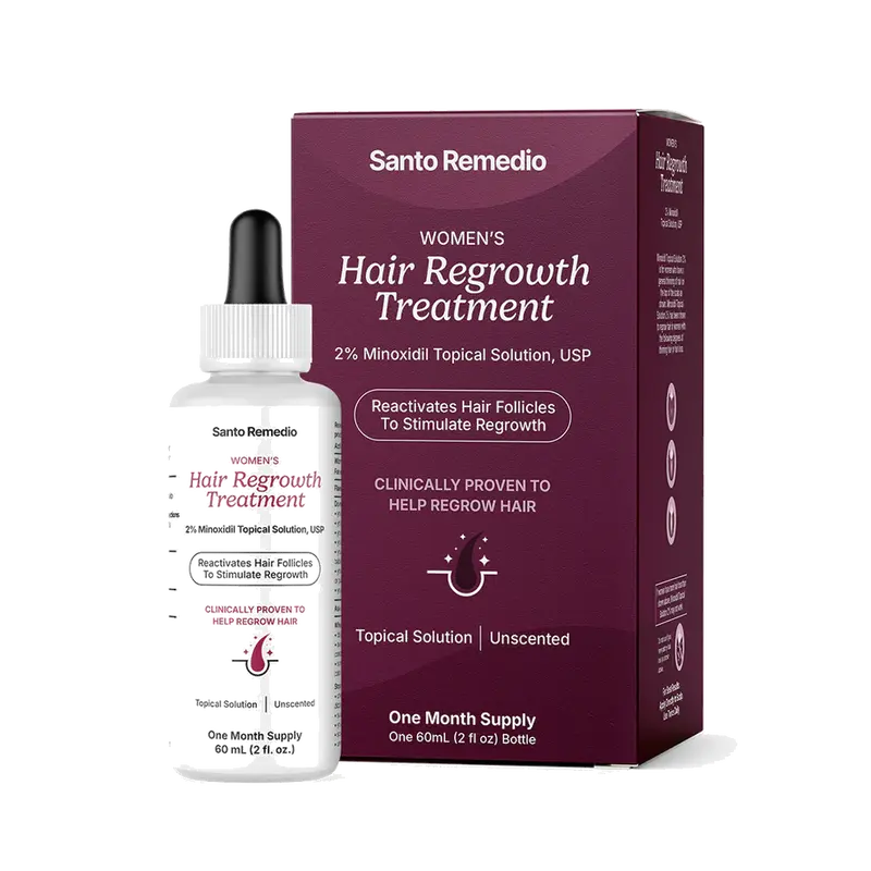 Santo Remedio Women’s Hair Regrowth Treatment, Helps Stimulate Hair Growth and Reduce Hair Loss, Contains 2% Minoxidil, Clinically Proven Ingredient, Fragrance Free