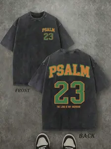 Psalm 23 The Lord Is My Shepherd Washed Vintage Cotton Christian T-Shirt for Men and Women Faith-Based Apparel