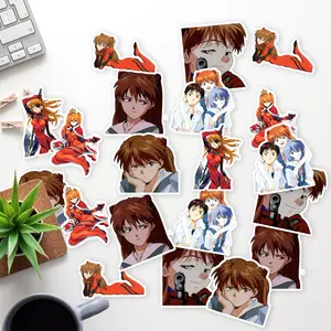 Stickers Pack 20 Pcs Anime Bottle Neon Waterproof Evangelion Laptop Langley Bumper Genesis Aesthetic Shinji Guitar Asuka Colorful Vinyl Skateboard Water Car Luggage Bike