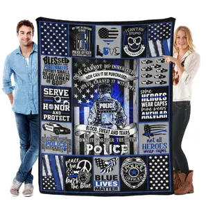Police Gifts - Blue Lives Matter 60"x50" Blanket - Thin Blue Line Presents - Police Retirement Birthday Gift Ideas for Men- Cop Academy Graduation Present - Gifts for Cop Officer Stuff