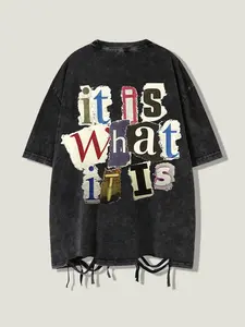 Unisex's Letter Print Graphic Tee, Casual Comfy Short Sleeve T-shirt for Summer, Fashion Unisex's Top for Daily Wear, Streetwear