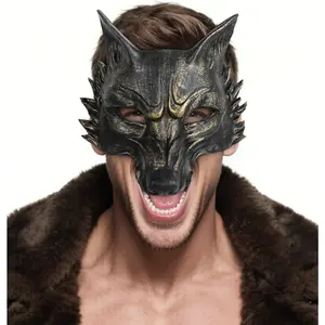 Realistic Wolf Mask for Adults Scary Animal Werewolf Mask Costume Accessory for Halloween & Masquerade Parties