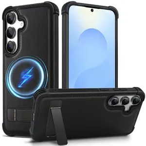 KEZiHOME for Samsung Galaxy S24+ Plus Case, Strong Magnetic Phone Cover with Kickstand, Premium Genuine Leather Shockproof TPU Protection Bumper Design for Samsung S24 Plus Case