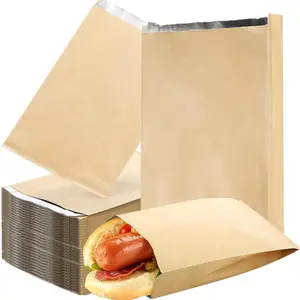 150 Pack Foil Sandwich Wrappers, 4 LB Insulated Hot  Wrap Pouch,  Resistance Paper Hamburgers Bags for Breakfast Lunch,   , Serving, BBQ, Brown