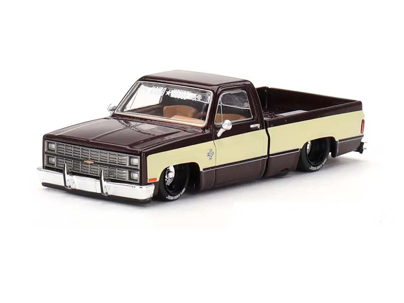Chevrolet Silverado KAIDO Vintage Spec V1 Two-Tone Brown Cream Diecast 1:64 Scale Model Kaido House x Mini GT TSM KHMG145 Officially Licensed New in Box