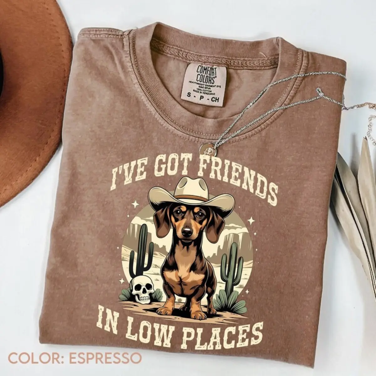 Comfort Colors I've Got Friends In Low Places Vintage T-shirt Funny Dachshund Gift Vintage Wiener Dog Tshirt Western Dog Tshirt Doxie Mom Tee