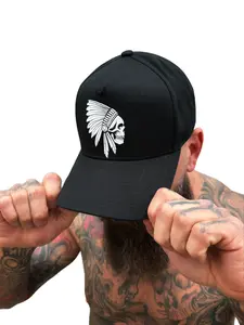 TheDriveClothing Apache Retro Black Hat – Y2K Streetwear Snapback Cap, White Graphic Curved Bill Hat, Skater Biker Urban Fashion, TikTok Festival Outfit, Vintage Streetwear Accessory