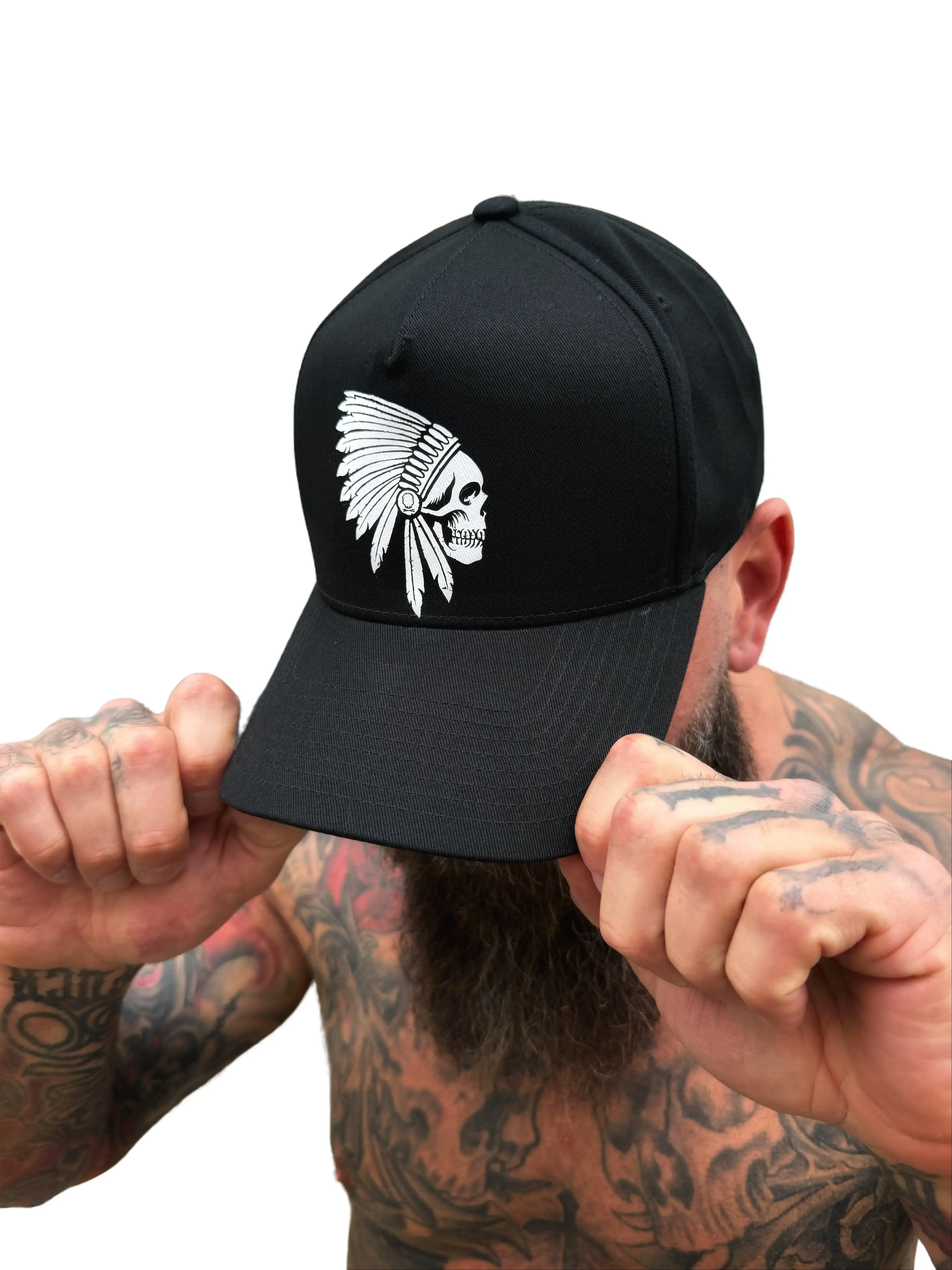 TheDriveClothing Apache Retro Black Hat – Y2K Streetwear Snapback Cap, White Graphic Curved Bill Hat, Skater Biker Urban Fashion, TikTok Festival Outfit, Vintage Streetwear Accessory
