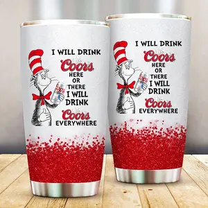 Funny Dr. Seuss Coors Light Beer Tumbler 20oz - Drinkware Flasks Beverage Insulation Bottles Bottled Portable Washable Reusable Stylish Aesthetic Mug