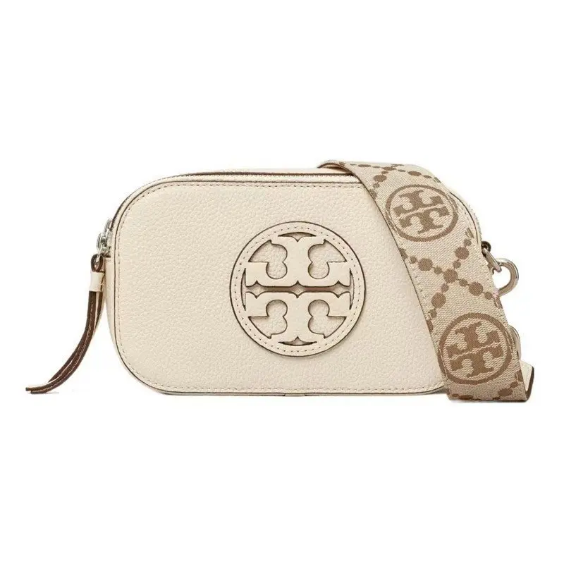Tory Burch Women's New Arrival Vintage Monogram Retro Camera Bag - Minimalist Versatile Small Square Single Shoulder Crossbody Ladies Handbag, Premium Stylish Accessory for Daily Commute, Travel, Shopping, Outing, Casual Wear & Gifting