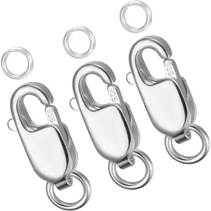 Dailyacc 925 Sterling Silver Lobster Clasp with Closed Jump Rings Gold Necklace Clasps and Closures for Jewelry Bracelet Extender,Made in Italy