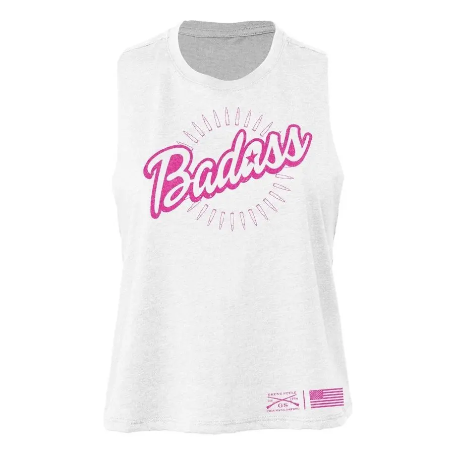 Women's Badass Racerback Cropped Tank - White