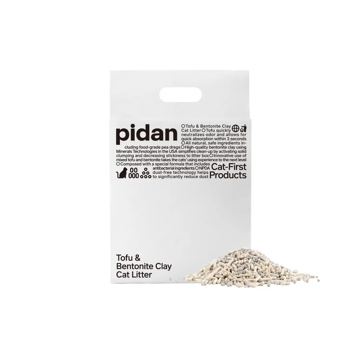 Mix Cat Litter,Tofu Cat Litter with Bentonite,Absorbent and Fast Drying,Flushable Tofu Litter,Selected Quality Pea Dregs,5-Fold Water Absorption,Strong Clumping