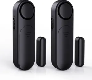 Window and Door  When Opened (2 Pack) for  Safety/Home ,  Opening Sensor Alarms for Sliding Glass Door, 120dB Burglar Alert, Ideal for Business,Garage,Apartment, Black