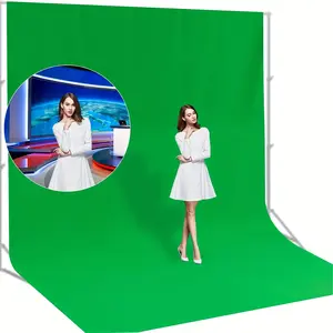 9.2 Feet X 20 Feet Photography Background Green Screen, Green Screen Background Non-Reflective Fabric Anti-Wrinkle Photography Background Suitable for Video Recording Party Curtain