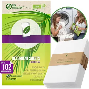 Laundry Detergent Sheets -  Wash & Enzymatic - Eliminate  Odors -  -  Scent (102 loads) 51 Laundry Sheets Detergent -  - With Travel Essentials Bag