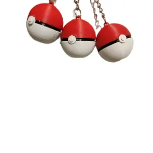 Mini Pokeball Keychains - Red and White Design with Chains