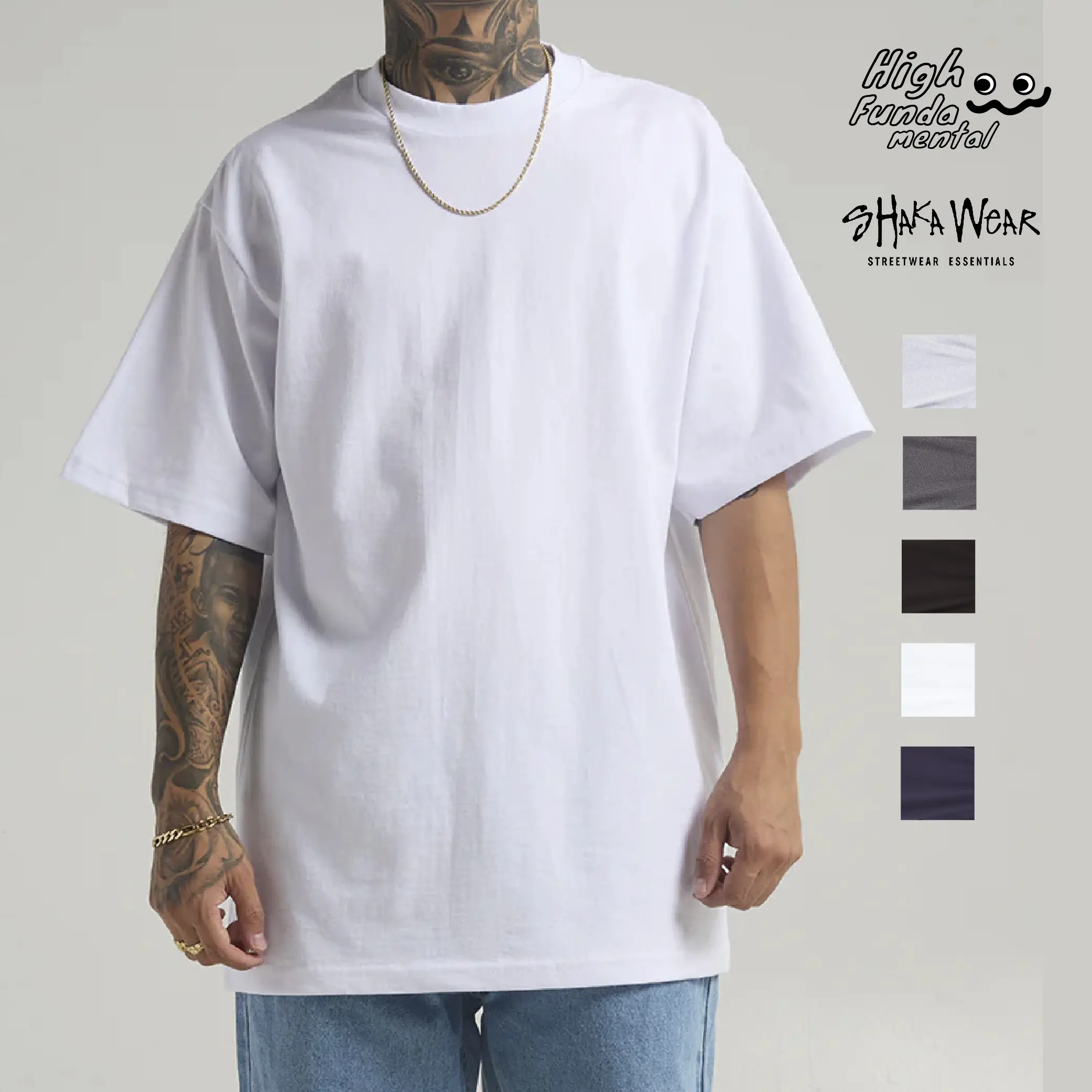 SHAKAWEAR Men's Max Heavyweight Short Sleeve T Shirts Shaka Wear Plain Crewneck T Shirt Heavyweight Casual Cotton Tee Hip Hop Harem Basic