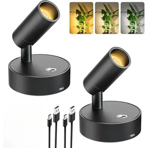 LED Wireless Spotlight Indoor, Rechargeable Battery Uplighting Indoor with Remote & Timer, 3CCT Picture Lights for Wall, Mini Art Accent Light for Plants Artwork Painting, 2 Pack