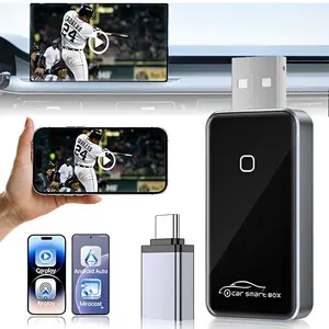 A Wireless CarPlay Adapter for IPhone and Android,And have USB-A to USB-C Adapter.With AirPlay and Miracast Mirroring,[Zinc Alloy] Stream Video, Bluetooth 5.4, Low Latency for Factory Wired Cars,Plug And Play, Stable Operation.
