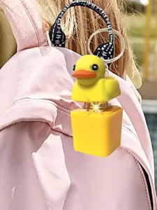 Duck Shaped Keychain with Sound Button, Rechargeable Stress Relief Toy, Light-Up Duck Keychain, Creative Office Toy Gift