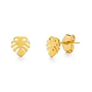 Tiny Monstera Leaf Stud Earrings