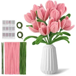 Pipe Cleaners DIY Kit - 260 count Assorted Color Chenille Stems for Delicate &  DIY  Bouquets, Include Floral Accessories, Ideal for Crafters,  Decor &  Gifts