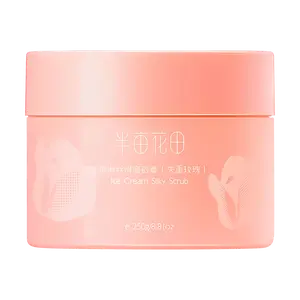 LITTLE DREAM GARDEN Exfoliating Body Scrub - Silky Ice Cream Scented, AHA Moisturizing Shower Gel with Weightless Rose - 250g