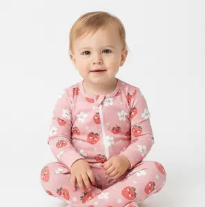 Charlie Play Strawberry Smiles - Bamboo Lyocell Zippy Romper