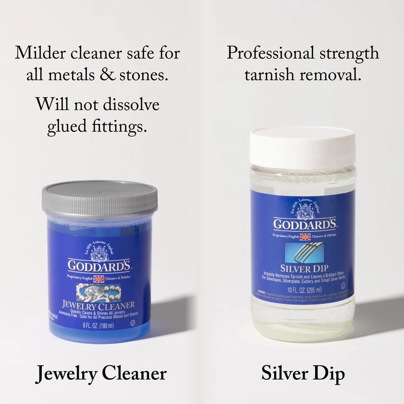 Goddard'S Jewelry Cleaner, Tarnish Remover, Cleaning Solution for Silver, Gold, Diamond, Gemstone Jewelry, Ammonia Free, Includes Brush & Basket, 6 Oz Goddard's