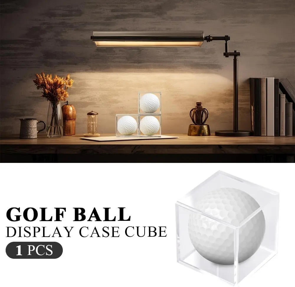 PIT66 Golf Ball Display Case Acrylic Clear Baseball Holder Cube Square Memorabilia Display Box Autograph Display Box (Excluding Golf Ball)