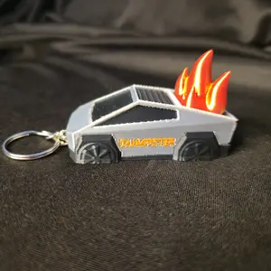 Cutie3D Flaming Cyberdumpster Truck Clicker Keychain with Super Cute Flame Design & Satisfying Click Sound for ADHD AUDHD Users