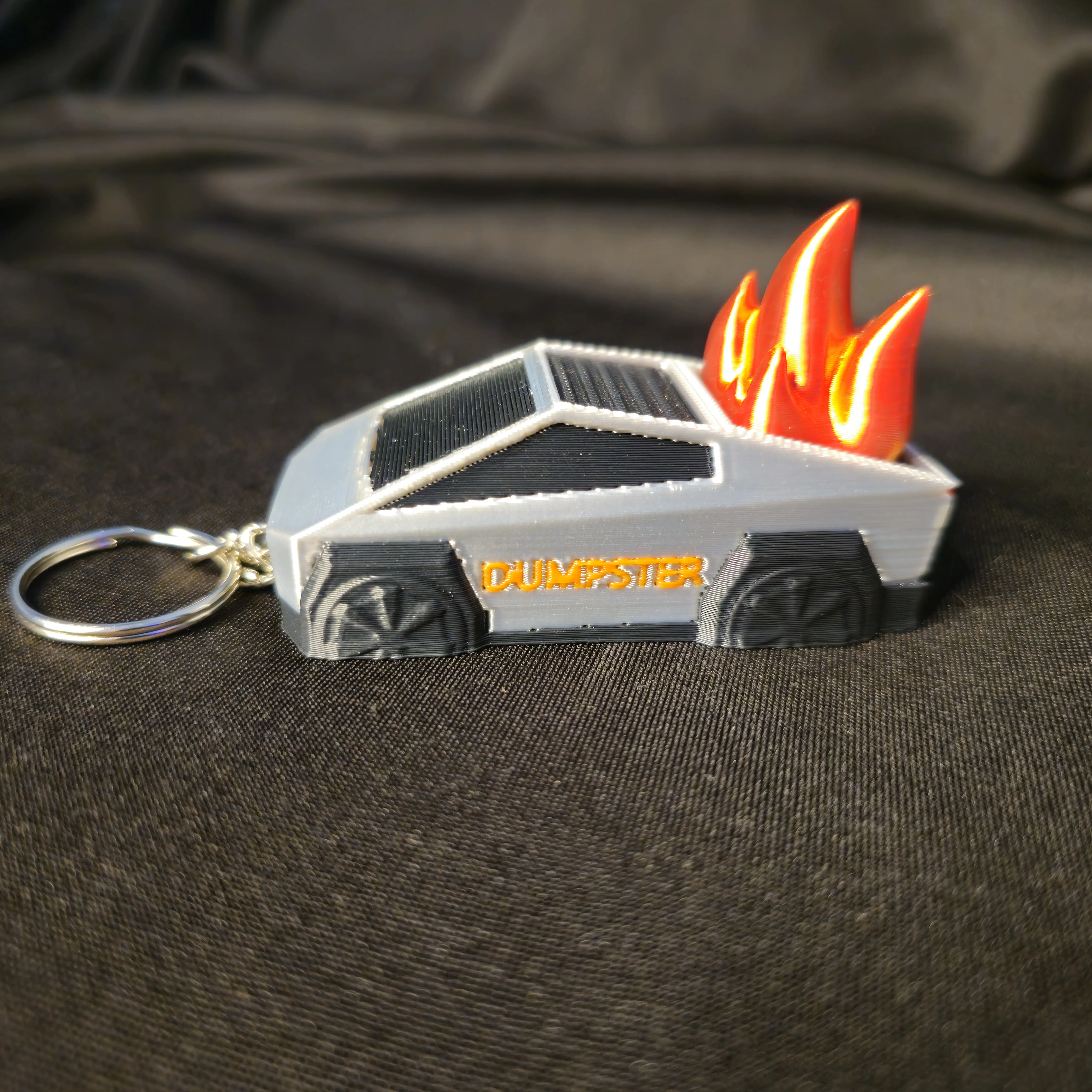 Cutie3D Flaming Cyberdumpster Truck Clicker Keychain with Super Cute Flame Design & Satisfying Click Sound for ADHD AUDHD Users