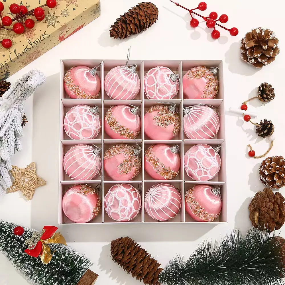 16Pcs Painted Christmas Ball Decorative Ornaments Set, Colorful Shatterproof Xmas Tree Hanging Decorations for Holiday Party Home Decor