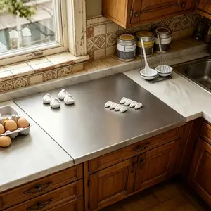 Stainless steel kitchen cutting board (30x30 cm/40x50 cm), easy-to-clean and stain-resistant surface, suitable for kneading dough and protecting countertops.