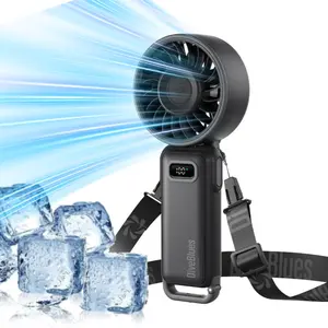 Diveblues 5-in-1 Handheld Turbo Cooling Fan 100-Speed Wind Battery Operated Portable Type-C for Outdoor Activities Travel & Gifts with Air Turbo Tech Cooling Fan 15 Hours Battery Life