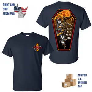 Here Am I Send Me Firefighter Skull Climbing Ladder T-Shirt, 2 Sides, dark firefighter art, oversized t-shirt for men, tactical streetwear style, gift for first responders