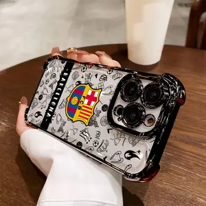 Fashion Hot New B-Barcelonas Phone Case for iPhone 17 16e 16 15 14 13 12 11 Mini Pro Max Air X XR Xsmax 8 98 Plus, Anti-Drop Transparent Soft Back Cover