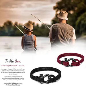 Men's Stainless Steel Bracelet with Horseshoe Clasp, Casual Geometric Design, Graduation Birthday Gift with Inspirational Quote Card