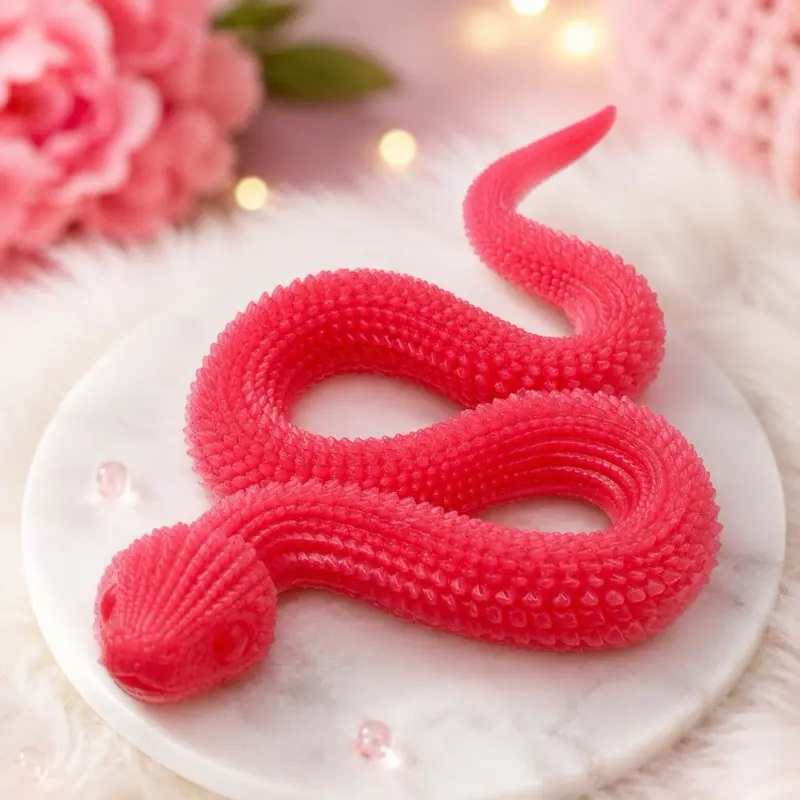 Red Silicone Fidget Toy Snake -,2 sizes, Ideal for Stress Relief and Hand Movement Squishy anxiety squishies