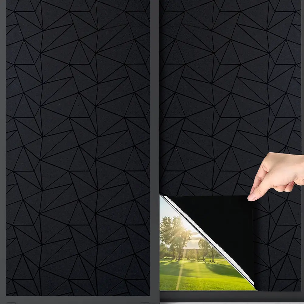 Vinyl Window Film (44.5x200cm), Privacy Crystal 100% Light Blocking, Anti-Static UV Protection, Self-Adhesive for Bedroom Living Room Dormitory Sun Shade Film, Window Privacy Films